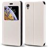 Shantime Custodia Flip in Pelle PU con Finestra Visibile e Chiusura Magnetica Invisibile Compatibile con Sony Xperia X F5121, Protezione Totale (Bianco)