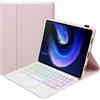 Generic Custodia con Tastiera per Honor Pad 10 / Tablet 10 12,1 pollici 2025 con Touchpad Retroilluminata a 7 Colori, Tasti Quadrati Bluetooth 5.0 Tastiera per HONOR Pad 10 12,1(Pink)