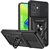 ESTH® Cover per Motorola Moto G14 con Custodia per Fotocamera Scorrevole e Supporto ad Anello [Custodia Paraurti Compatibile con Supporto Magnetico per Auto], Nero