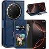 UOGNADGD Custodia flip in similpelle per Xiaomi 17 Ultra 5G Leica - Blu | 6.9 Opt. Zoom Custodia portafoglio folio con fessure per carte, chiusura magnetica, funzione stand e blocco RFID