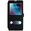 moex® Cover a clip, finestra schermo compatibile con Samsung Galaxy M20 | Supporto + magnete, Nero