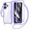 FERLAN Cover per Redmi 13 4G/Redmi Note 13R 5G con Cordino, 360 Gradi Antiurto Custodia con Protezione Schermo Integrata Trasparente Rugged TPU Bumper Doppia Protettiva Cover per Redmi 13 4G - Viola