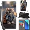 Haninsuze Cover per Xiaomi Redmi Note 13 4G Custodia Cover Pelle Libro Portafoglio con Porta Carte Magnetica Protezione Antiurto Cuoio Flip Case Custodia Cover per Redmi Note 13, Gatto