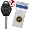 mt key Custodia sostitutiva telecomando BMW Car Key Radio con 3 pulsanti + HU92 Blank + batteria ricaricabile per BMW E46 E83 E52 E85 E86 E39 E61 E60 E53