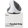 Urby Mouse per mancini wireless, ergonomico, verticale, anche come mouse da gioco per mancini. Compatibile con Windows/macOS, laptop, PC. [Tipo C e USB] [Batteria inclusa, aggiornato 2024] Bianco