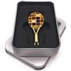 Onwomania Racchetta da tennis palla sportiva dorata Chiavetta USB in confezione regalo in alluminio Supporto dati per memory stick USB 2.0 da 32 GB