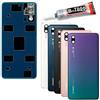 Audiosystem Scocca Vetro Copribatteria Posteriore per Huawei P20 Originale EML-L29 AL00 L09 Ricambio con Vetro Fotocamera e Colla B7OOO da 15ML (Midnight Blue Blu)