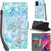 Haninsuze Cover per Oppo A54 5G / A74 5G Custodia Cover Pelle Libro Portafoglio con Porta Carte Magnetica Protezione Antiurto Cuoio Flip Case Custodia Cover per Oppo A54 5G / A74 5G, Torre