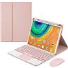Bueuwe Custodia con Tastiera per Huawei Matepad PRO 10.8 con Touchpad, Cover in Pelle con Tastiera Retroilluminata Rimovibile con Portapenne,Rosa,No Backlit