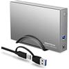 RSHTECH Alloggiamento per disco rigido esterno USB 3.0 in alluminio 2,5 e 3,5, USB 3.0 SATA Hard Drive Case per SSD & HDD, 24W alimentatore, dati USB 2 in 1, supporta UASP
