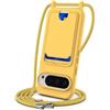 FERLAN Cover per Google Pixel 9A con Cordino per Cellulare, Slot per schede Custodia Silicone con Regolabile Collana Case Protezione della fotocamera Antiurto con Necklace, giallo