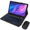 HLTOOP Custodia con Tastiera per Lenovo Tab M10 3a Generazione 10.1 TB328FU, Tastiera Wireless Retroilluminata Staccabile con Cover Protettiva Magnetica, Mouse Ricaricabile,Nero