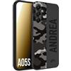 CUSTOMIZZA - Custodia cover nera morbida in tpu compatibile per Samsung A05S camouflage mimetico militare personalizzata nome