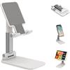 YCC Products Supporto per telefono cellulare, altezza regolabile, supporto per telefono da tavolo, pieghevole, in alluminio, supporto universale per tablet, compatibile con iPhone, cellulare, iPad, tablet (bianco)