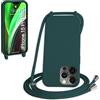 WenBaby Cover Compatible con iPhone 15 Pro Max,Cellulare Girocollo Custodia con Cordino TPU Corda Silicone Case Bumper per iPhone 15 Pro Max Custodia, Verde scuro