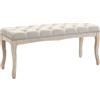 EasyComfort Panca Fondoletto Vintage con Seduta Imbottita in Tessuto e Gambe in Legno, 110x40x48cm, Beige