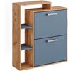 Vicco Scarpiera Orlando, Goldkraft rovere/blu, 80 x 90 cm, con due ripiani ribaltabili per riporre le scarpe in modo salvaspazio