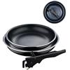 BERGNER Black Edition, Set di padelle da 3 pezzi da 22 e 26 cm, manico ergonomico rimovibile, alluminio pressato e antiaderente, per tutti i tipi di cucine e forno