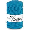 ColiNea, cordoncino in cotone con anima in cotone, intrecciato, 5mm, 100m (Blu, 100m)