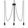 SOLLUX lighting SOLLUX Lampada a Sospensione EDISON Design Unico Senza Ombra Illuminazione Minimalista Lampadina LED Colore Nero Tripla