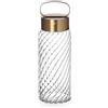 Ichendorf Lampada Wireless Andon, Batteria USB, 3 Livelli di Luminosità, Vetro Borosilicato Soffiato, Ottico - Ottone, Ø 9,5 x h 29 cm