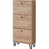 Vicco Scarpiera Siri, Quercia dorata, 60 x 130 cm con 3 cassetti incernierati