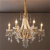 HMASNSEIY Lampadario a 6 luci in Stile Impero Francese, in Cristallo, con Candela, Perla, Stile Art Déco, per Ingresso, Scala, lampadario a Sospensione in Oro Antico per Cucina.