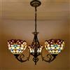 MG REAL Lampadario Stile Tiffany [3 luci] Vetro Colorato Lampada Sospension [ Altezza Regolabile] Vintage Antique E27 Plafoniere da Soffitto per Soggiorno Camera da Letto Sala da Pranzo Cucina,D