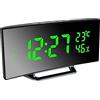 Derkiewn Sveglia Digitale, Grande Schermo a LED da 6.5'', Sveglia da Comodino con temperatura e umidità, Orologio a Specchio con 3 Allarme, luminosità regolabile, Snooze, Alimentato USB(verde)