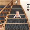 JIABOOK 15 tappetini per scale in legno, 20,3 x 76,2 cm, adesivi per gradini delle scale, antiscivolo, riutilizzabili, per bambini, anziani e animali