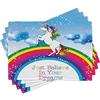 ABAKUHAUS Fantasia Tovaglietta Americana Set di 4, Unicorn Rainbow Fantasia, Tovagliette in Tessuto Lavabile per Tavolo da Pranzo Cena, Azzurro Chiaro