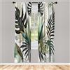 ABAKUHAUS Verde Tenda a Pannello Set di 2, Scenario esotico di foglie, Trattamento della Finestra per Stanza e Camera da Letto, 2 pezzi 75 cm x 245 cm, Verde Marrone Bianco