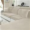 CYCMACO Velluto Copriseduta Divano Elasticizzato, Universale Copricuscini Divano Antiscivolo, Copridivano Cuscini Separati, Soft Sofa Seat Cover Lavabili(1 Posti*3, Beige)