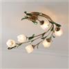 BFFGKGL Plafoniera moderna a forma di fiore a 6 luci per isola della cucina Creatività nordica Tulipano Rosa Vetro trasparente Lampada da soffitto floreale per soggiorno Lampada a sospensione in campa