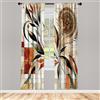 ABAKUHAUS Bohémien Tenda a Pannello Set di 4, Mandala Floreale Autunnale Orientale, Trattamento della Finestra per Stanza e Camera da Letto, 150 cm x 245 cm, Beige Arancio Verde Lauro