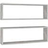 vidaXL Mensole Parete Cubo 2pz Grigio Cemento 80x15x26,5cm Multistrato