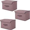 EURXLQ Scatole Portaoggetti con Coperchio,Scatole per Armadio Pieghevoli,Scatole Portaoggetti,Scatole Armadio con Coperchio e Maniglie per l'armadio (Marrone, 3 pack-36×23×24 cm)