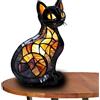 Generico Lampada Gatto in Vetro Colorato - Lampada da Tavolo LED Decorativa 3D - Luce Notturna in Resina - Lampada Stile Tiffany per Salotto, Camera, Ufficio - Lampada da Tavolo Animali,Chat et B