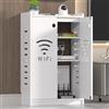 HARELA Armadietto portaoggetti per Router WiFi, Scatola portaoggetti da Pavimento per Router e Modem, Mobiletto per archiviazione multimediale per casa e Ufficio(White,50x80x25cm)
