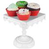 BAKAJI Portatorta Alzatina Quadrata Alzata in Metallo con Decorazione Bordo Porta Torta Cupcake Muffin Pasticcini Alzata per Presentazione Dolci Feste Cerimonie Centro Tavola (16 x 16 cm)