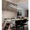 WJYCYN Moderna sospensione nero Dimmerabile LED Ciondolo Creativo Tavolo da Pranzo Luce Anello Lampada a sospensione Altezza Regolabile Lampadario Per Tavolo Soggiorno Cucina Ufficio (L120cm 60W, Nero)