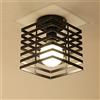 iDEGU Plafoniera Lampadario Industriale a Gabbia Cubica in Ferro E27 Lampada da Soffitto Vintage per Camera da Letto Cucina Corridoio, Nero