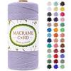 LEREATI Corda Macrame 2mm x 200m, Filo Macrame Cordoncino Cotone Naturale Spago Colorato, Cordino per Borse Uncinetto, Arazzo da Parete, Fai da Te Artigianato, Decorazioni (Viola)