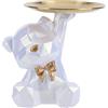 Starnearby Statua Orso Geometrico con Vassoio, Svuotatasche da Ingresso Design, Vassoio Portachiavi Ingresso, Ciotola per Chiavi, Statuetta con Vassoi Figurina Orso (Bella Scintilla-Bianco)