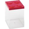 OMADA Design Contenitore Confettata per Confetti o Caramelle, Tipo Mattoncino, in Plastica Trasparente e Coperchio Colorato - 1000 ml - 10x10x15,5 cm