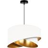 Light Home LH Light-Home Milano Lampadario a Sospensione - Lampadario Industriale per Soggiorno Camera da Letto e Cucina - Lampade a Sospensione in Metallo e con Paralume di Velluto - E27 - Bianco e Oro