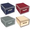 PraTiKo Life Set di 4 Scatole per il Cambio Stagione in TNT, Contenitore Salvaspazio Armadio Pieghevole con Maniglia, Storage Box per Vestiti, 50x40 H 25 cm Colori Assortiti