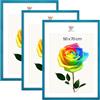 MG Design Set da 3 cornici portafoto 50 x 70 cm - Cornici in legno Turchese con vetri acrilici infrangibili, verticale e orizzontale con fissaggio a parete stabile