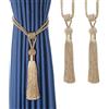 Bel Avenir, Fermatende in corda intrecciata a mano, con nappe decorative, per la casa, colore: beige, set da 2