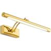 PAPUQ Applique LED da parete per illuminare quadri, specchi, ecc, LED 6W tradizionale ed elegante, tono di luce calda 3000K, oro brillante, articolato e orientabile. 40 cm